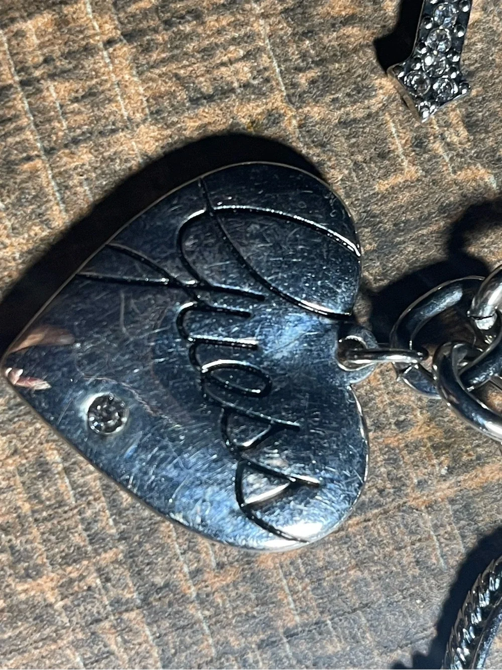 Guess Silver-Tone Charm Bracelet with Heart, Key & Cross Accents